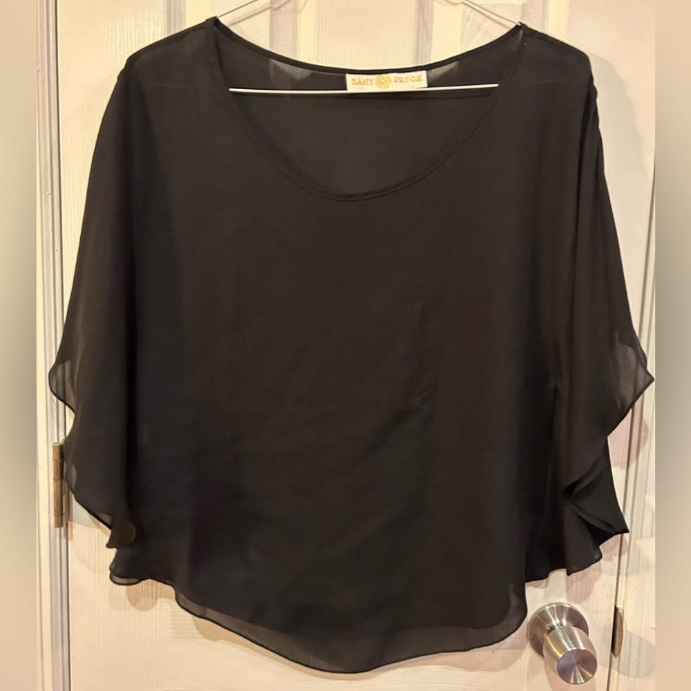 Ramy Brook Black Sheer Flowey Top